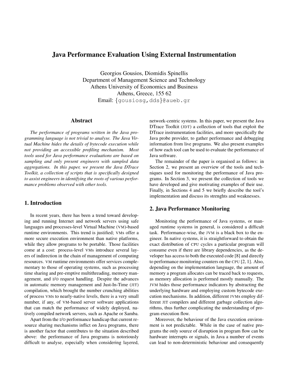 Java Performance Evaluation Using External Instrumentation