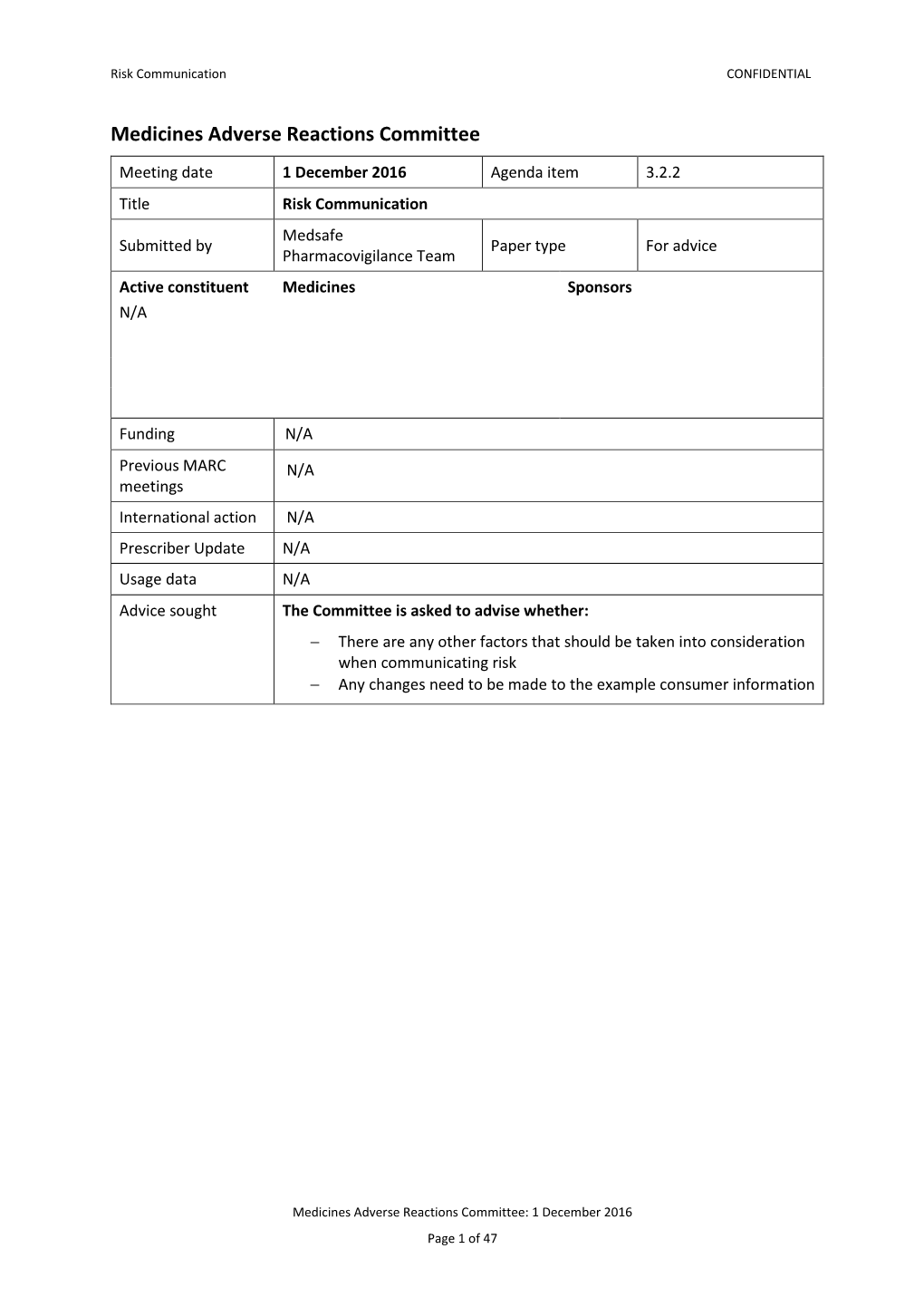 Medicines Adverse Reactions Committee