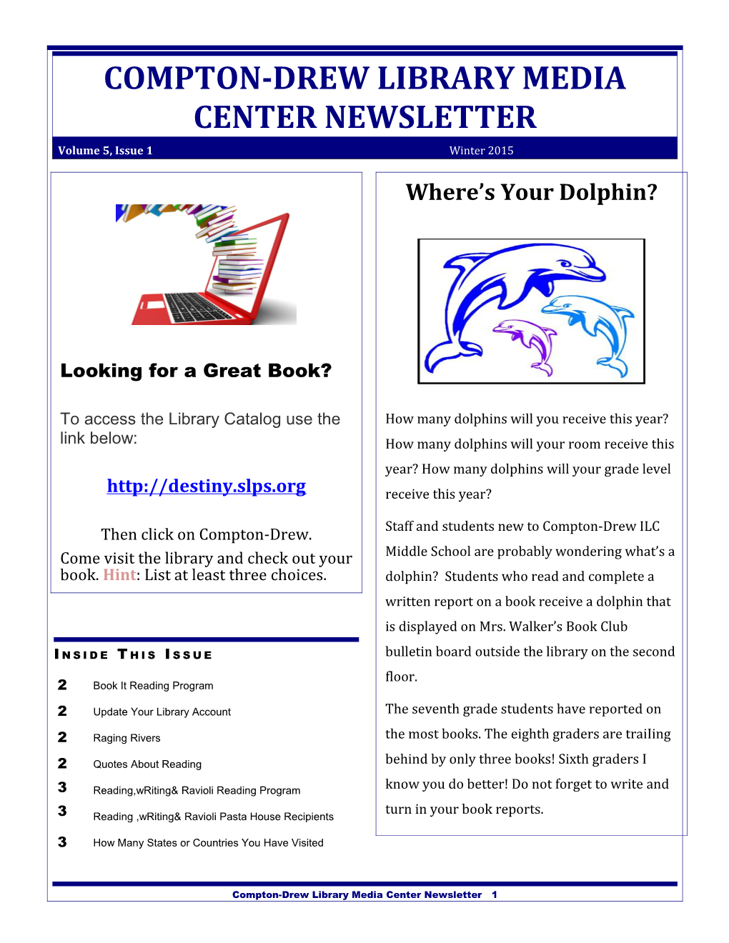 Stevens Library Media Center Newsletter s1