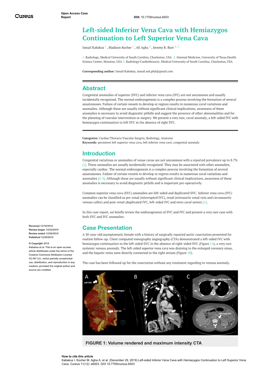 Left-Sided Inferior Vena Cava with Hemiazygos Continuation to Left Superior Vena Cava