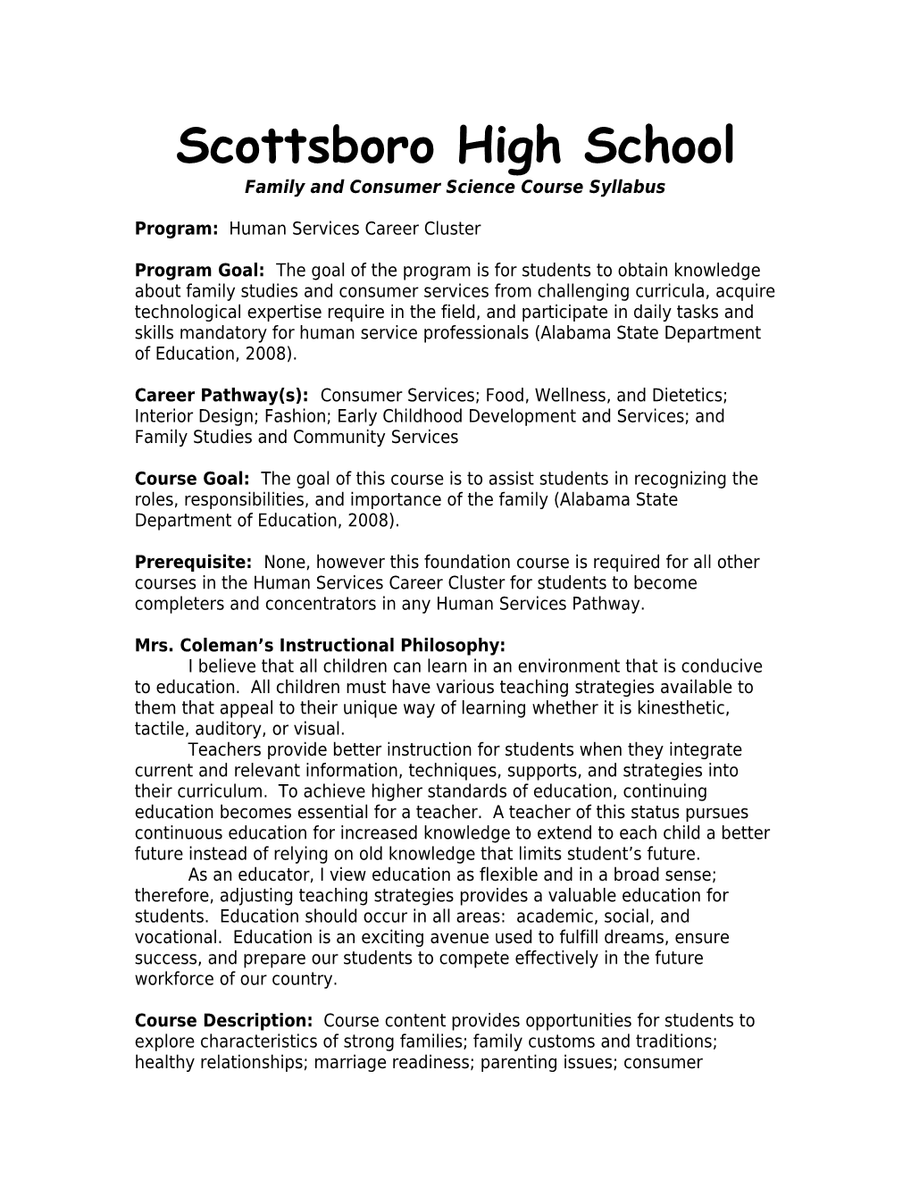 Human Services Career Cluster