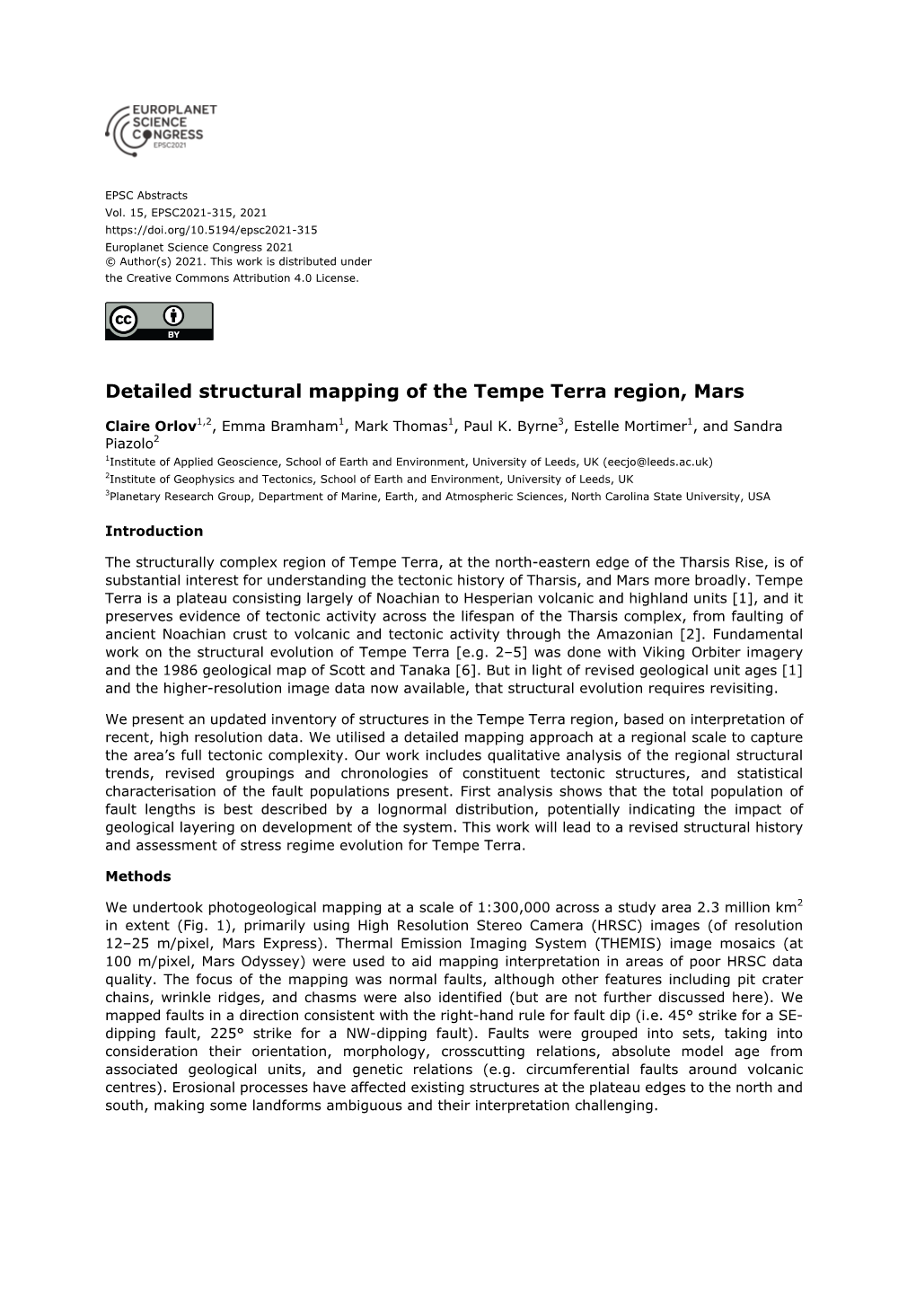 Detailed Structural Mapping of the Tempe Terra Region, Mars