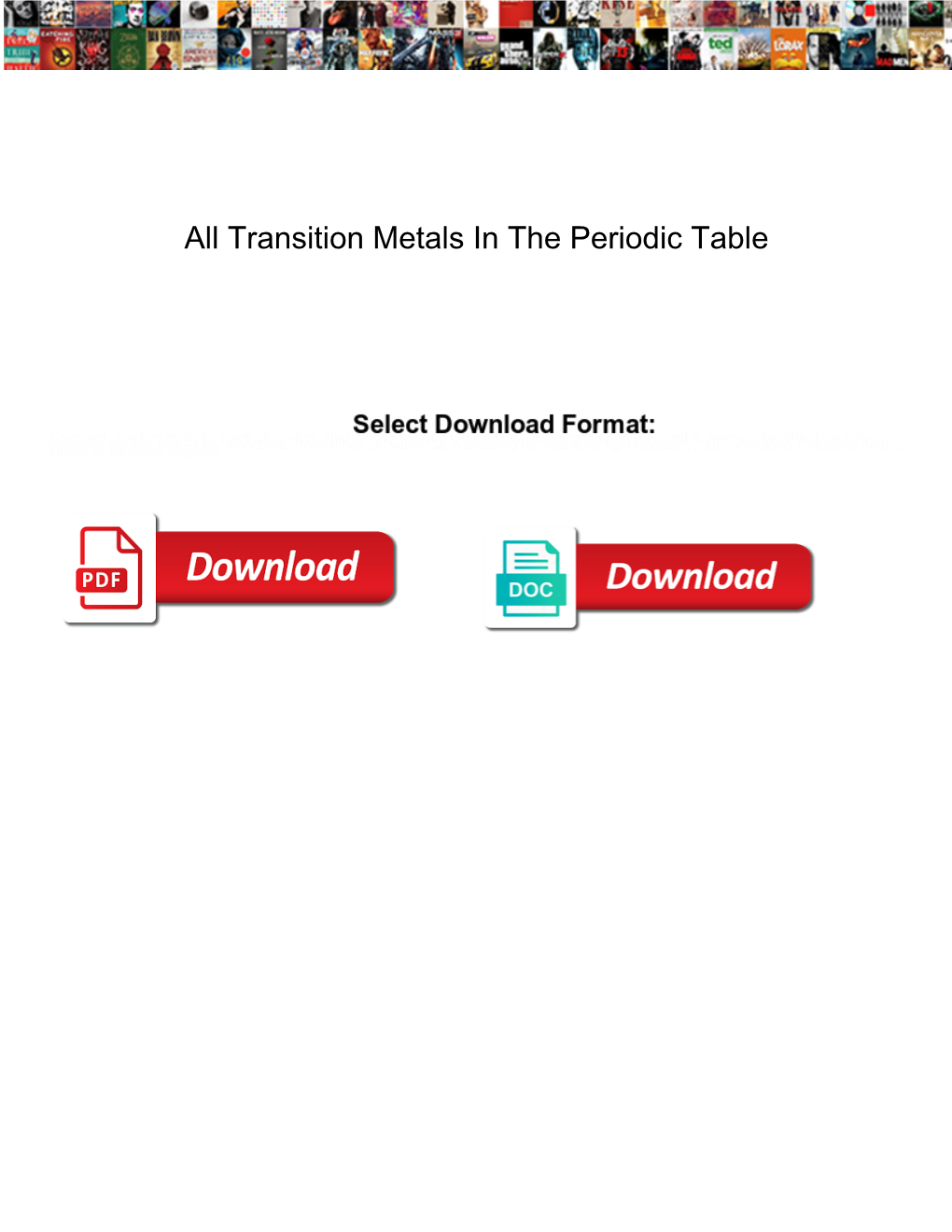 Transition Metals in the Periodic Table