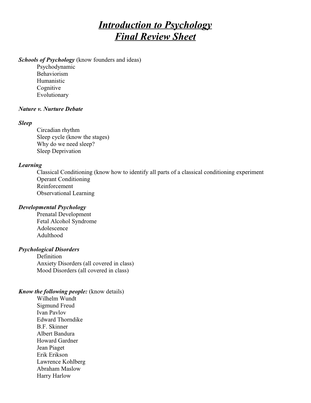 Introduction to Psychology s4