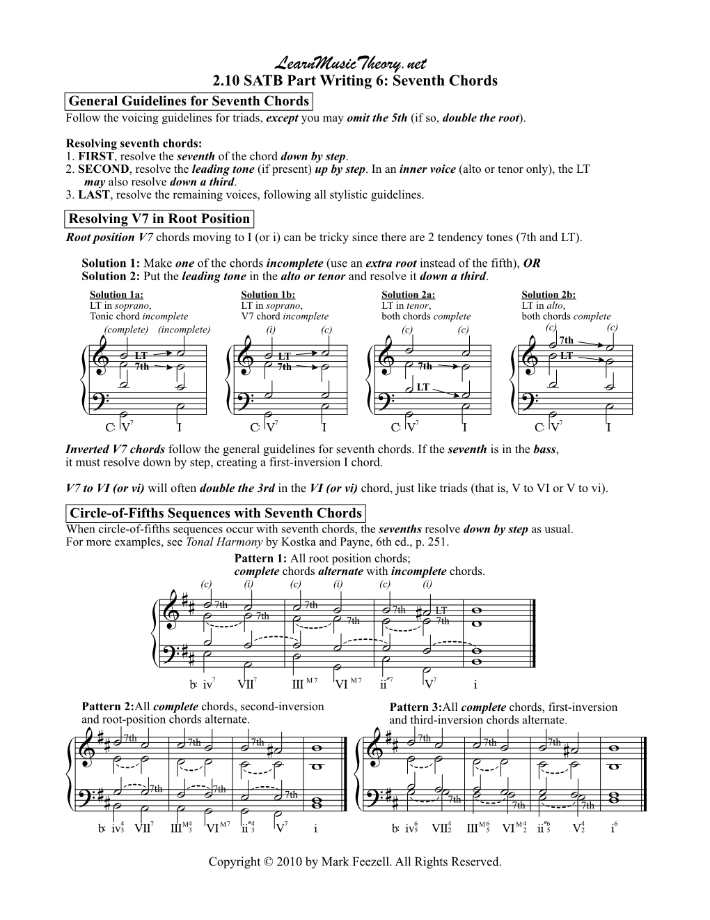 Seventh Chords General Guidelines for Seventh Chords Follow the Voicing Guidelines for Triads, Except You May Omit the 5Th (If So, Double the Root)