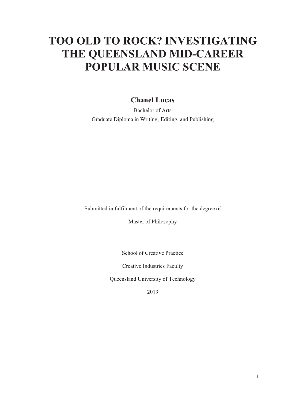 Investigating the Queensland Mid-Career Popular Music Scene