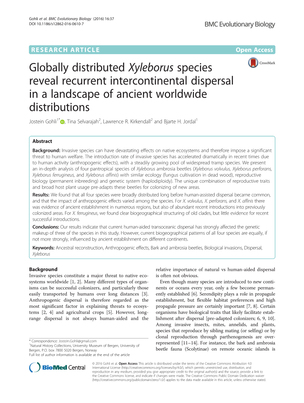 Globally Distributed Xyleborus Species Reveal Recurrent Intercontinental