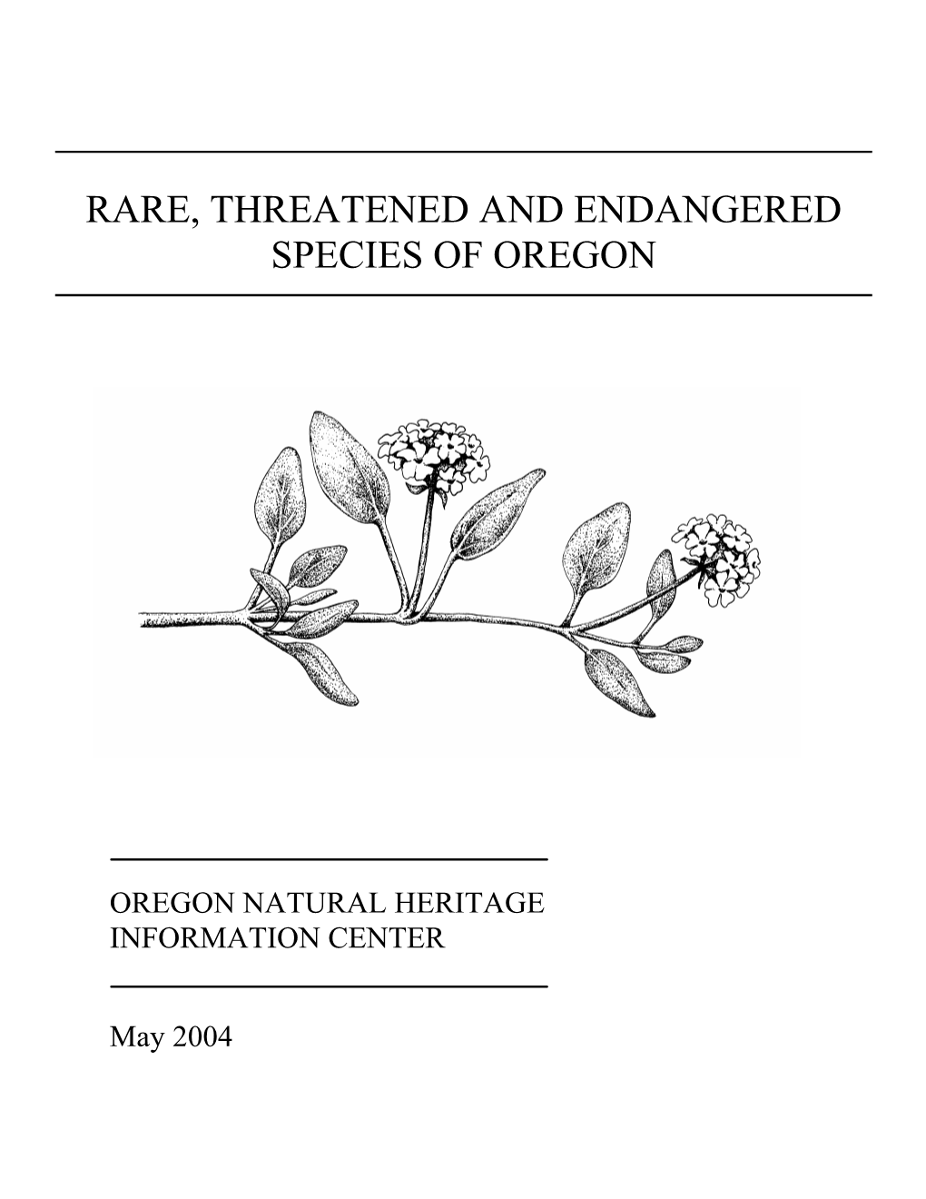 Rare, Threatened and Endangered Species of Oregon