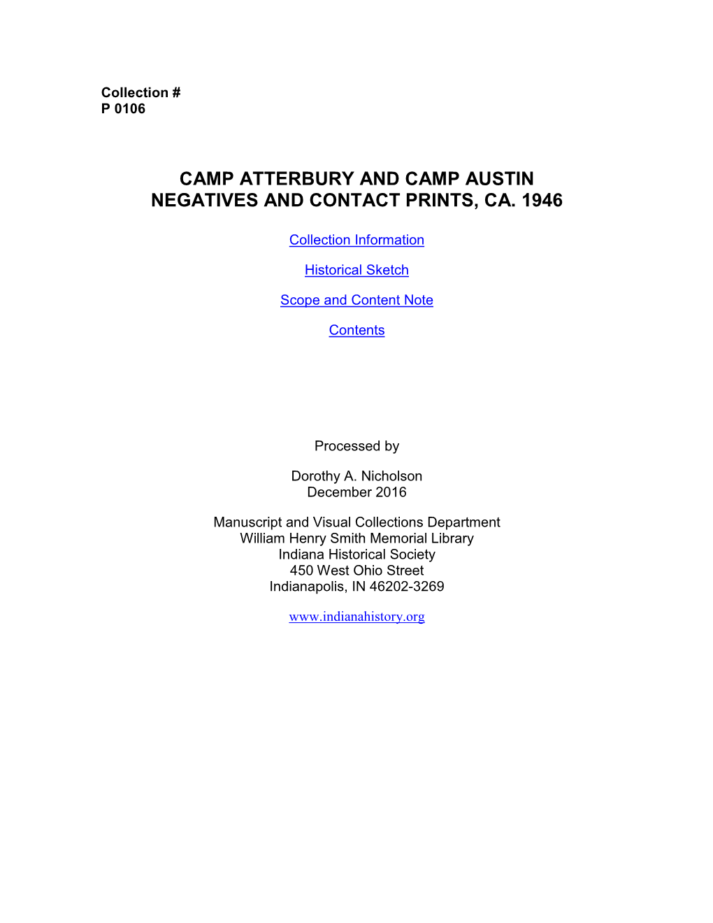 Camp Atterbury and Camp Austin Negatives and Contact Prints, Ca