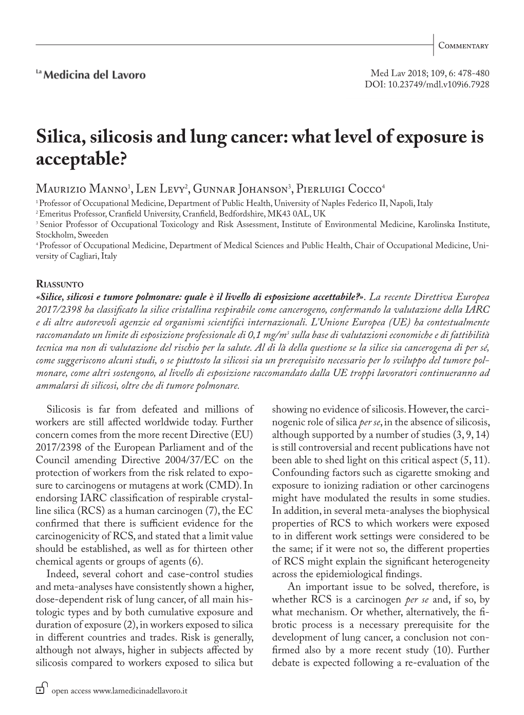 Silica, Silicosis and Lung Cancer: What Level of Exposure Is Acceptable?