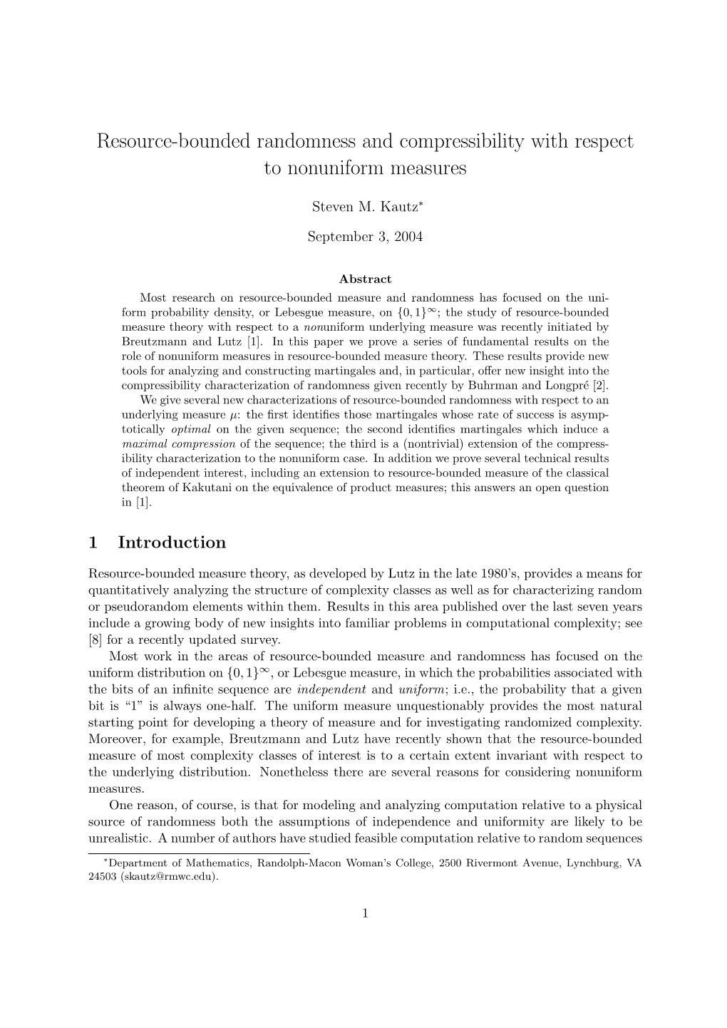 Resource-Bounded Randomness and Compressibility with Respect to Nonuniform Measures