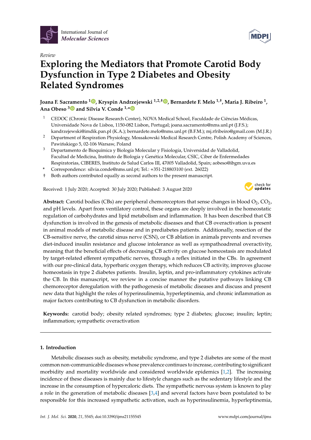 Exploring the Mediators That Promote Carotid Body Dysfunction in Type 2 Diabetes and Obesity Related Syndromes