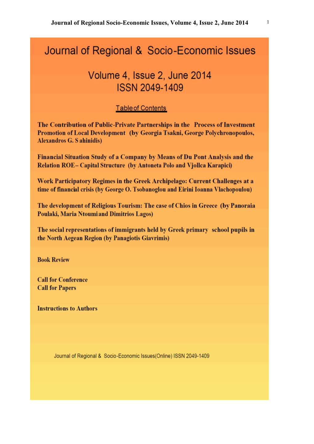 Economic Issues, Volume 4, Issue 2, June 2014 1