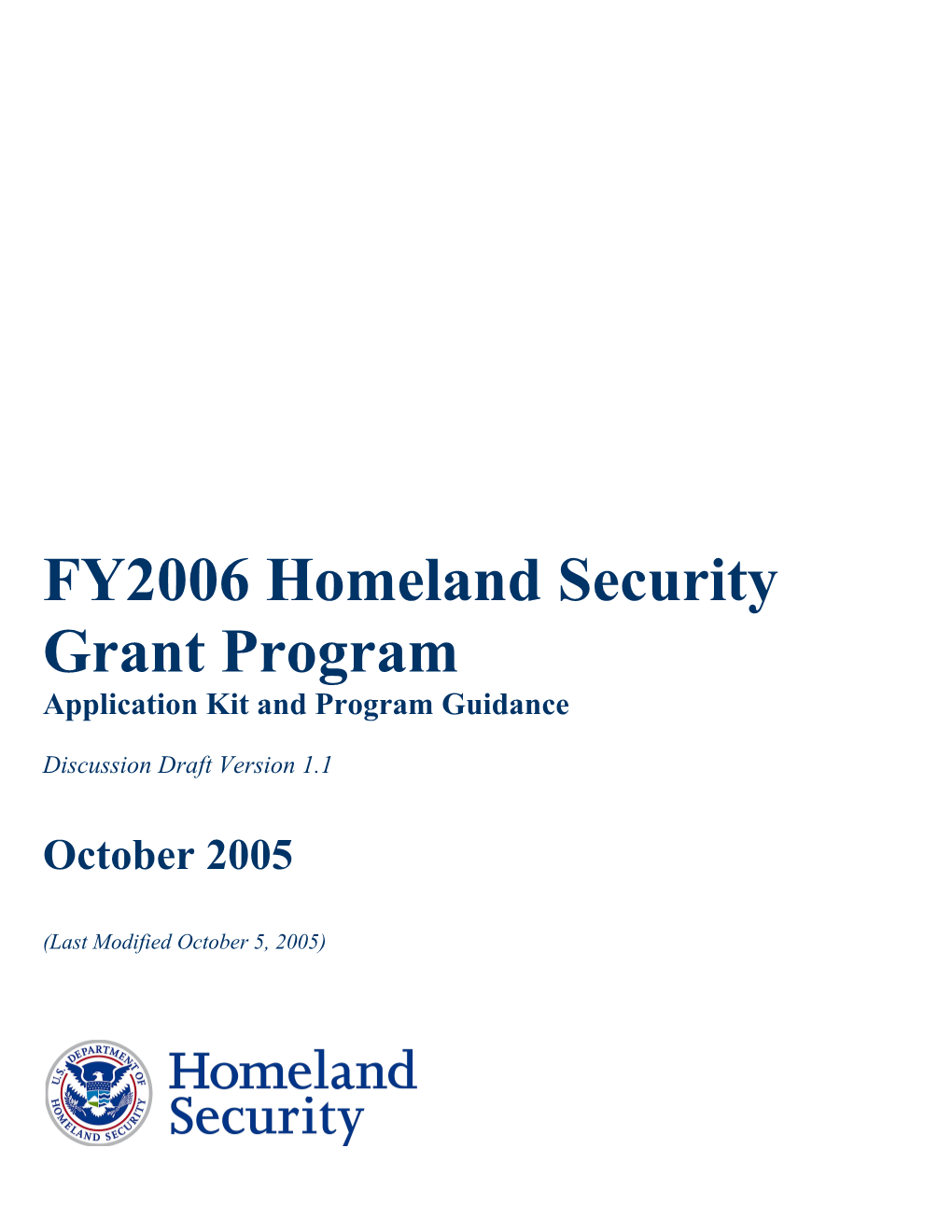 FY2006 Homeland Security Grant Program