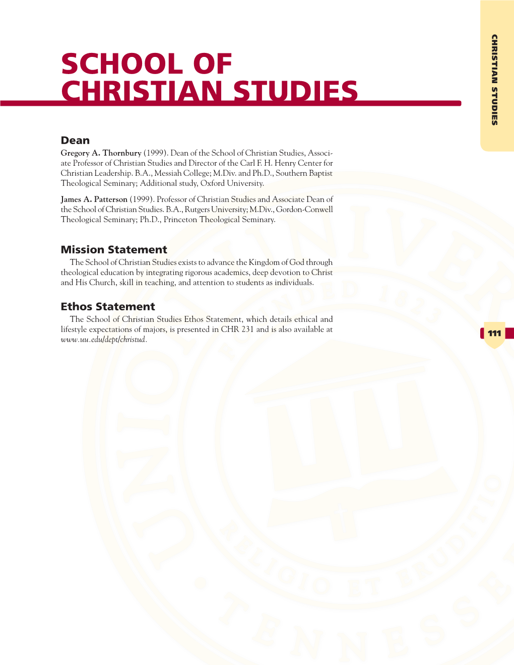 School of Christian Studies