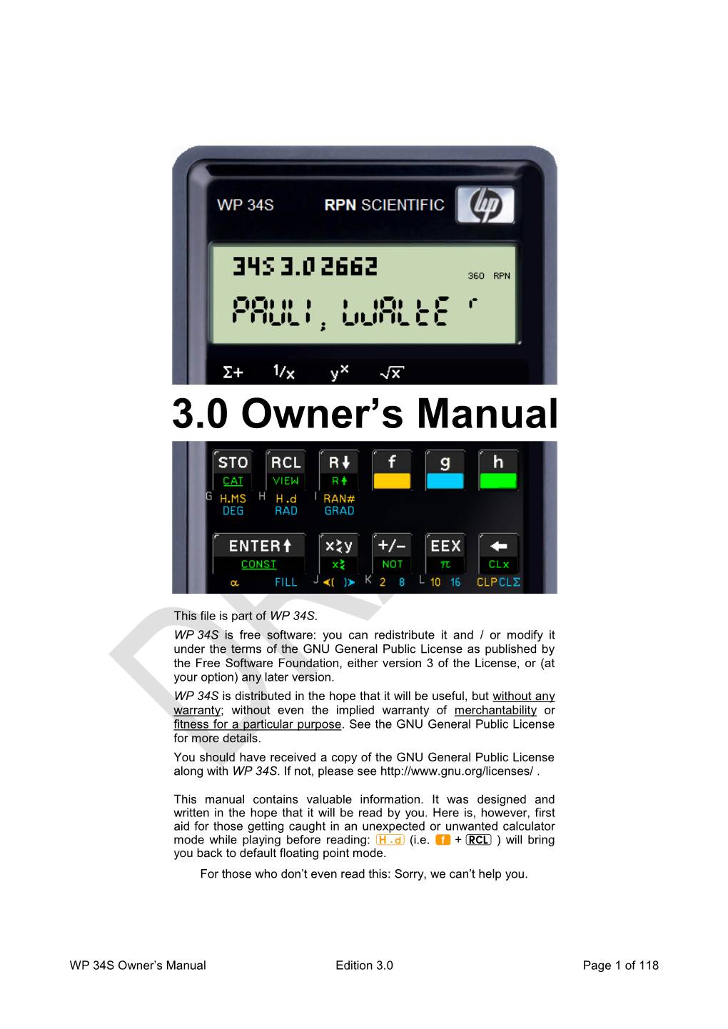 WP 34S Owner's Manual