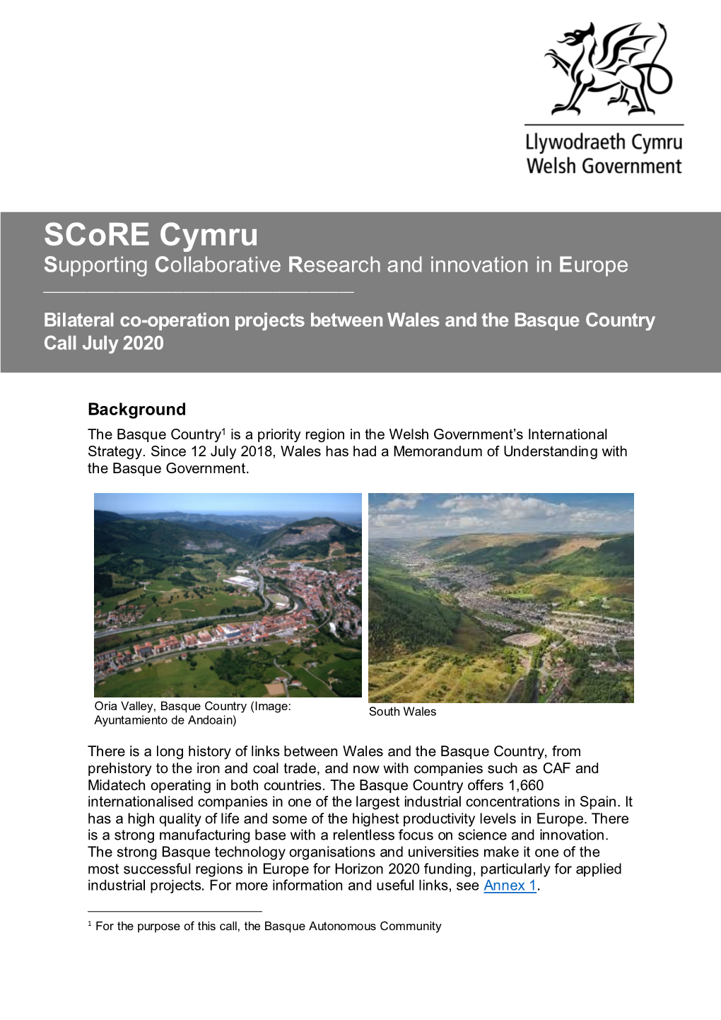 Score Cymru Supporting Collaborative Research and Innovation in Europe ______
