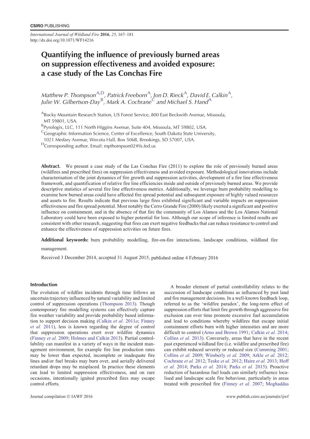 Quantifying the Influence of Previously Burned Areas on Suppression Effectiveness and Avoided Exposure: a Case Study of the Las Conchas Fire