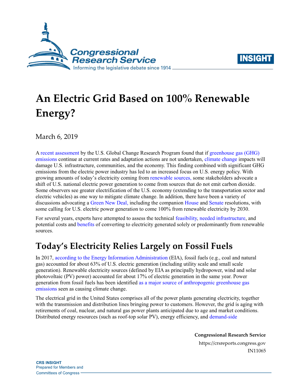 An Electric Grid Based on 100% Renewable Energy?