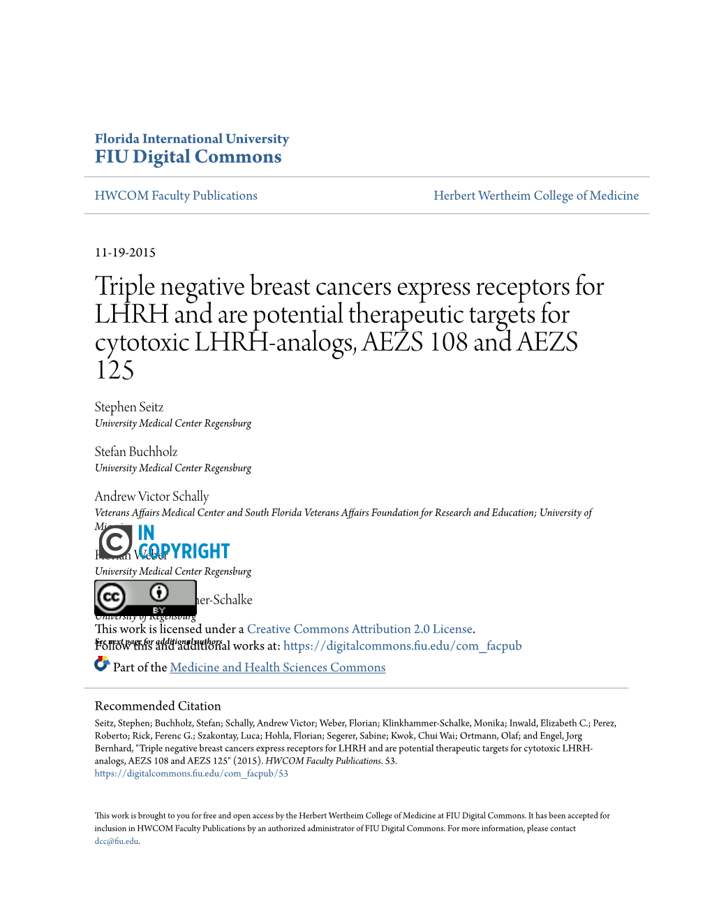 Triple Negative Breast Cancers Express