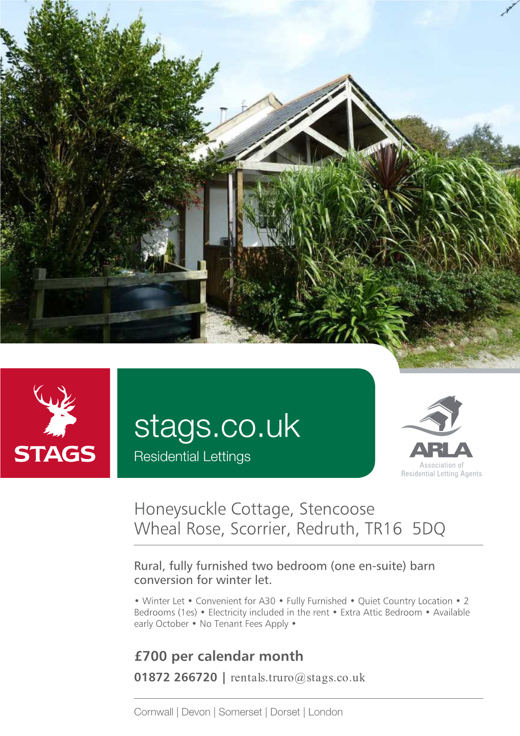 Honeysuckle Cottage, Stencoose Wheal Rose, Scorrier, Redruth, TR16 5DQ