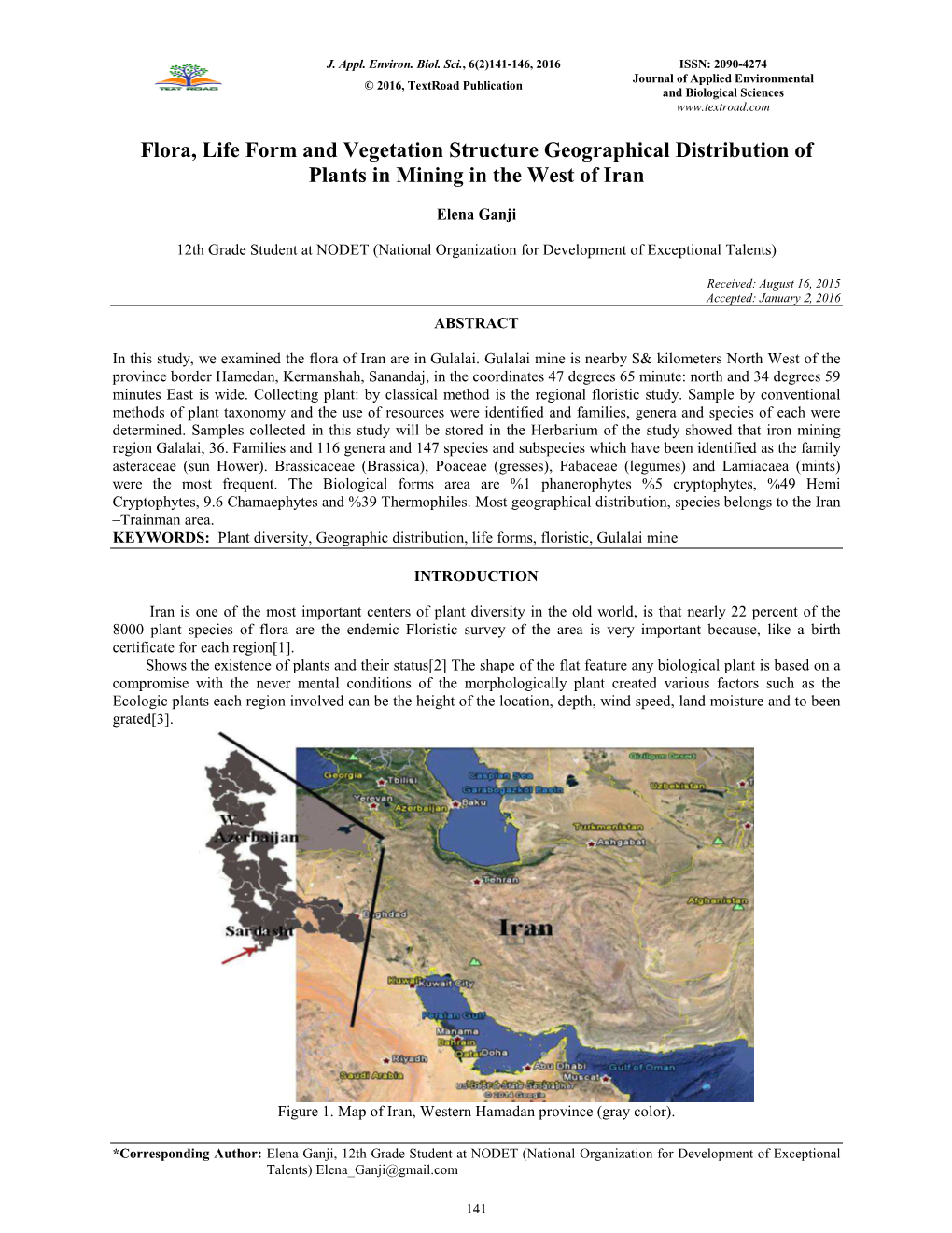 Flora, Life Form and Vegetation Structure Geographical Distribution of Plants in Mining in the West of Iran