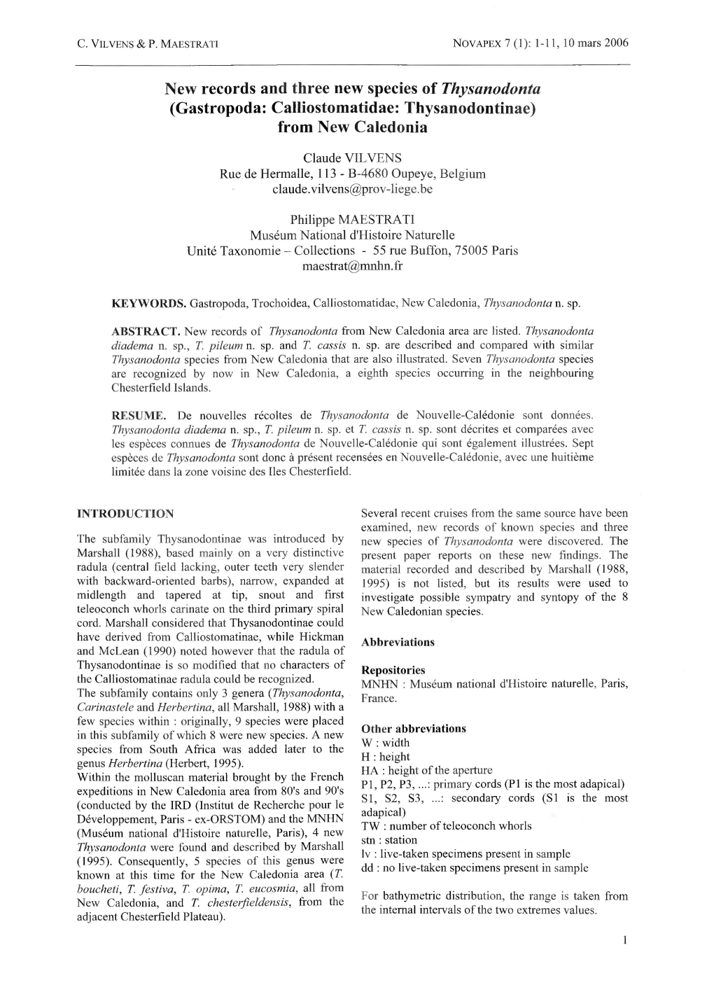 New Records and Three New Species of Thysanodonta (Gastropoda