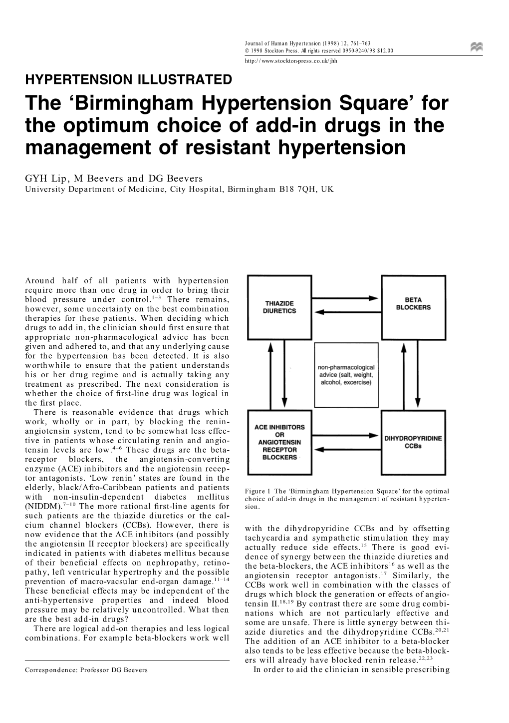 'Birmingham Hypertension Square' for the Optimum Choice of Add-In Drugs