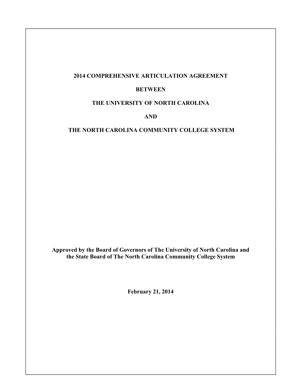 Comprehensive Articulation Agreement (Caa)