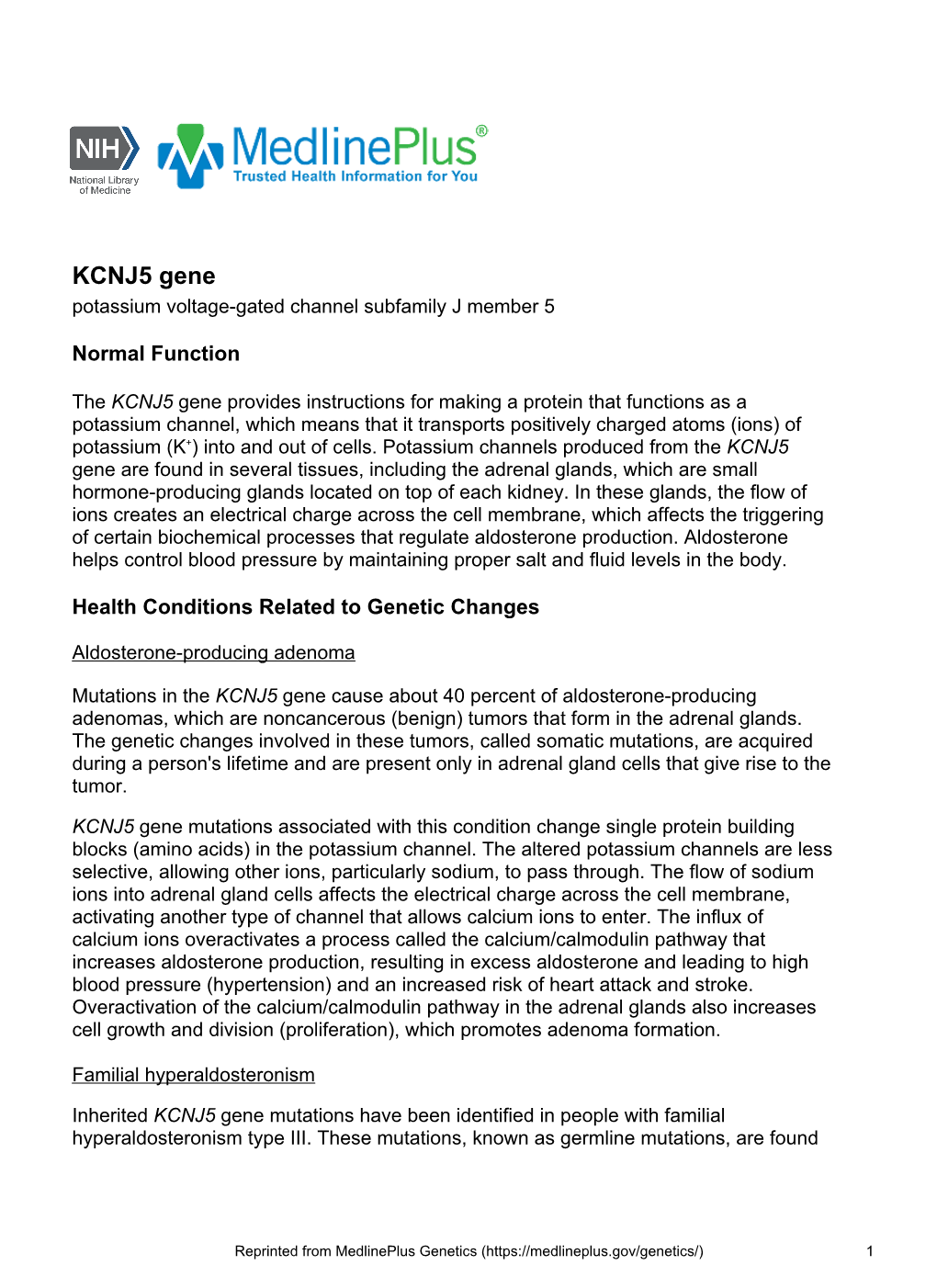 KCNJ5 Gene Potassium Voltage-Gated Channel Subfamily J Member 5