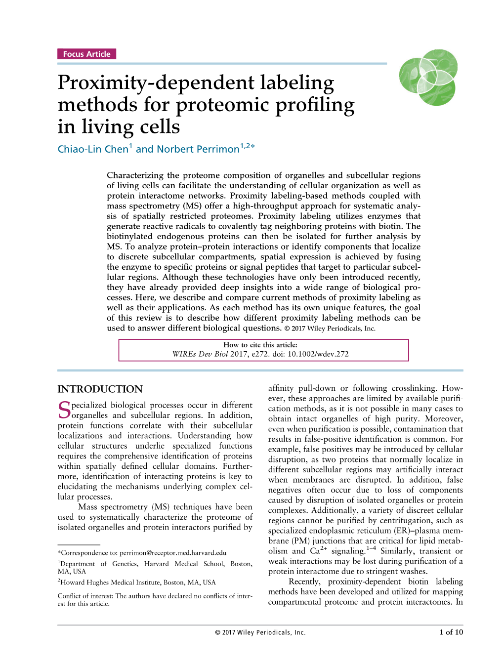 Proximity-Dependent Labeling Methods for Proteomic Profiling In