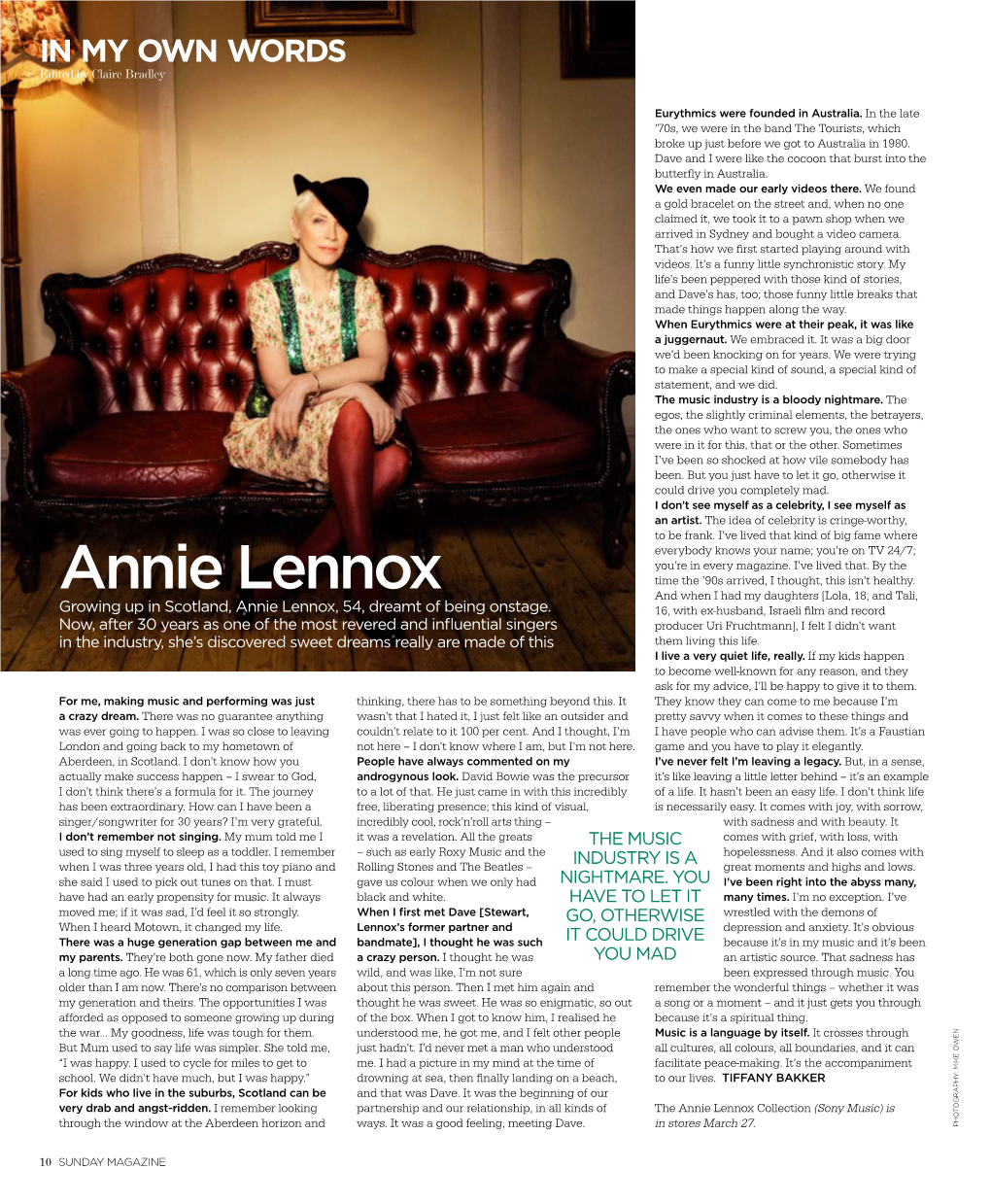 Annie Lennox Time the ’90S Arrived, I Thought, This Isn’T Healthy