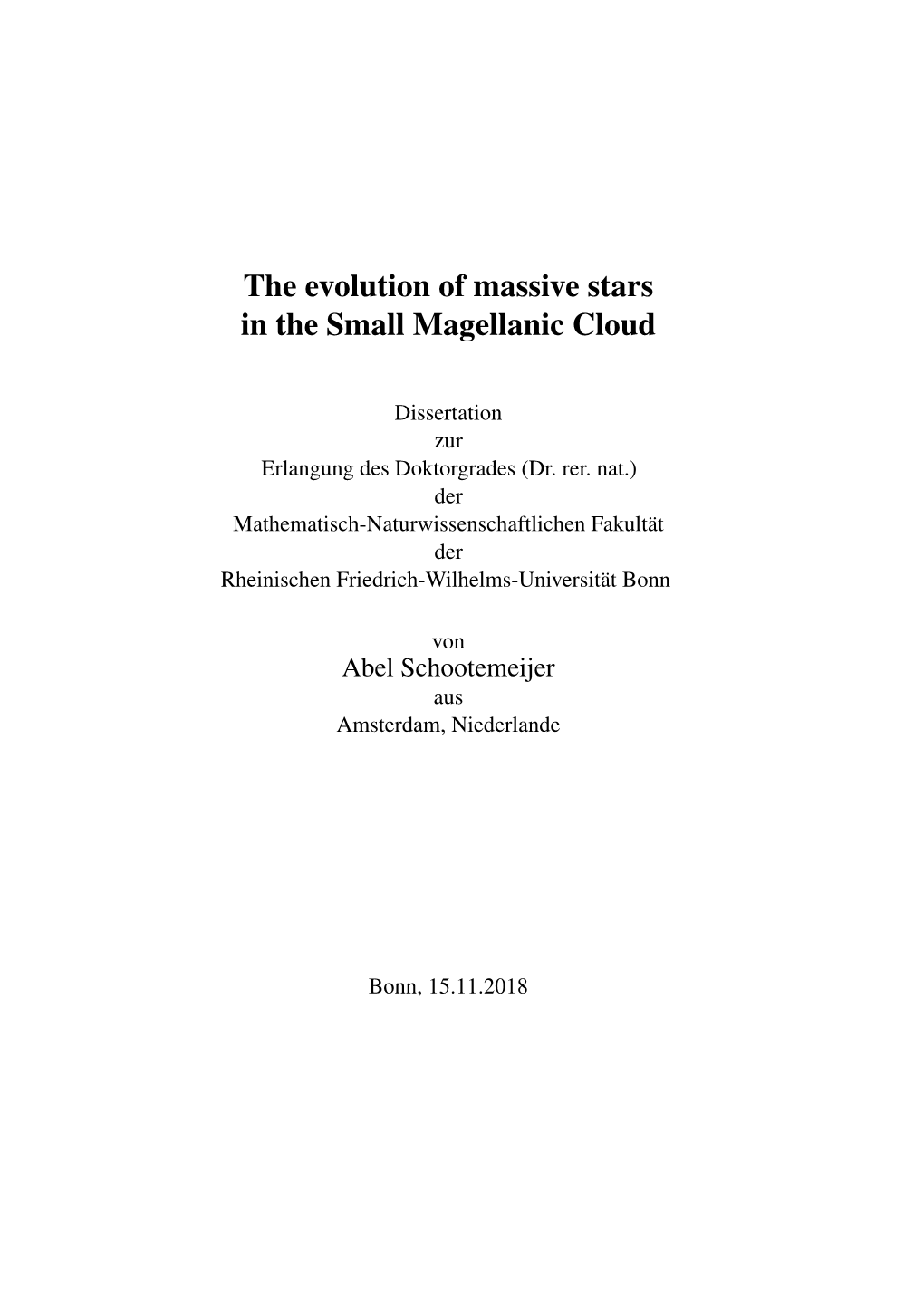 The Evolution of Massive Stars in the Small Magellanic Cloud