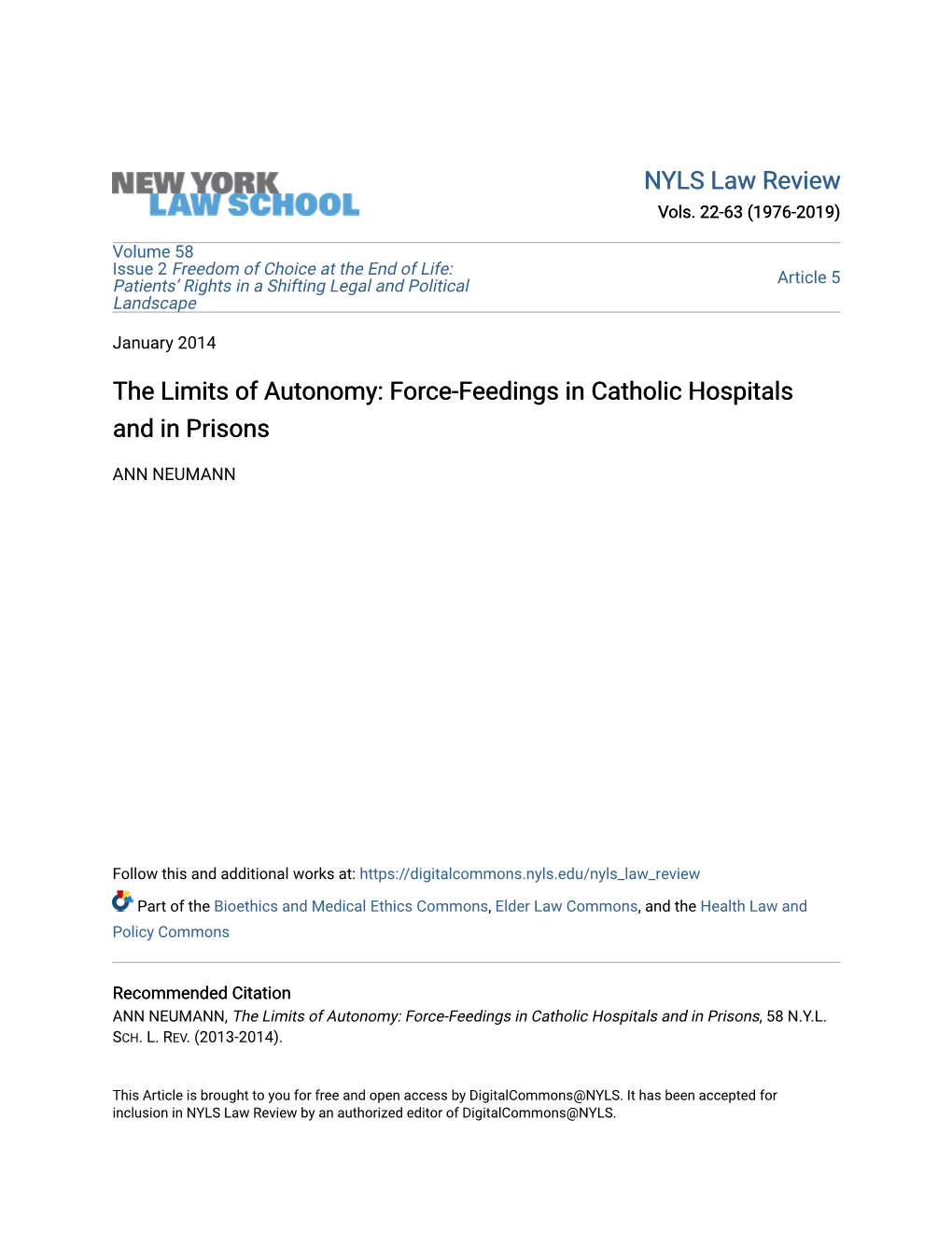 Force-Feedings in Catholic Hospitals and in Prisons