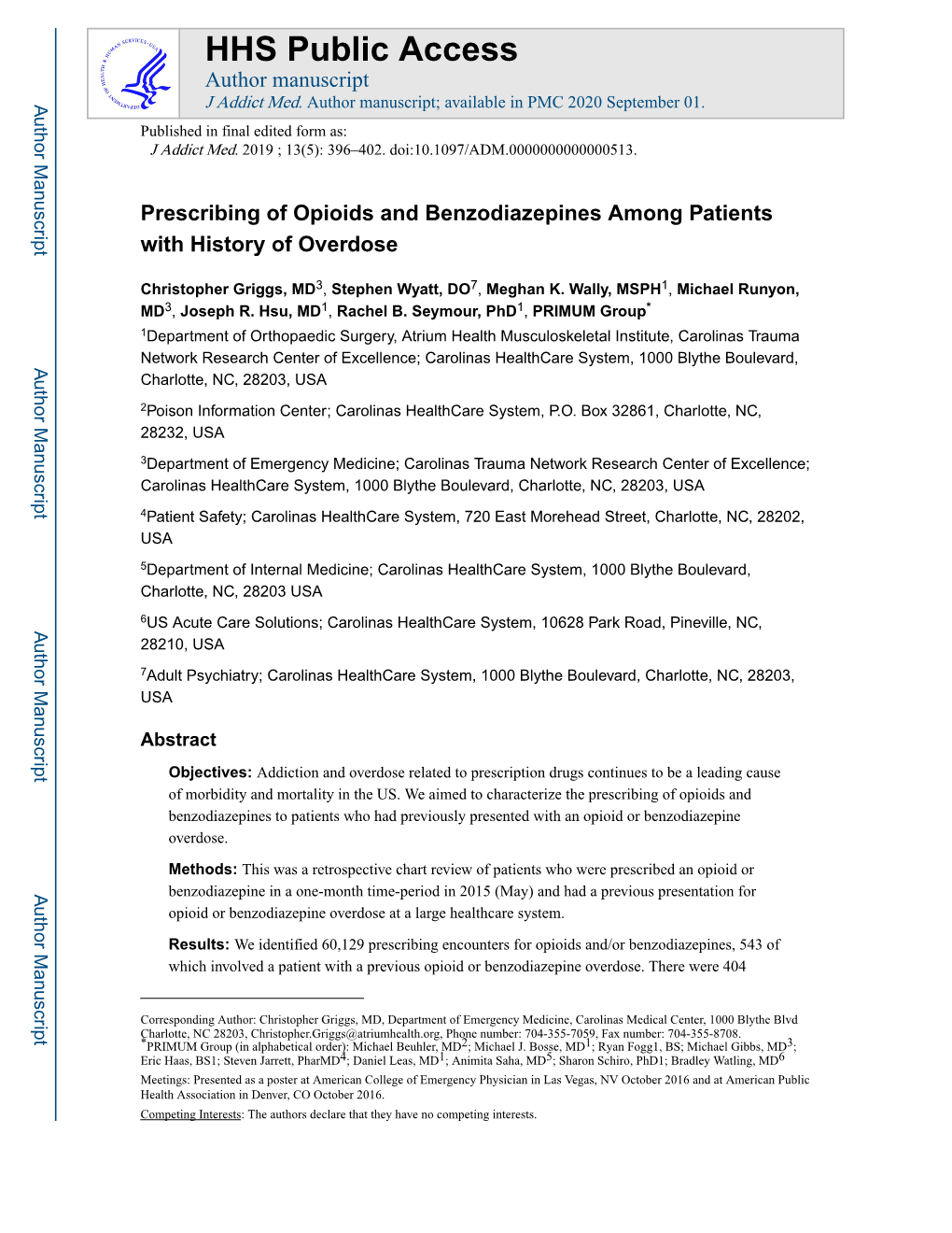 Prescribing of Opioids and Benzodiazepines Among Patients with History of Overdose