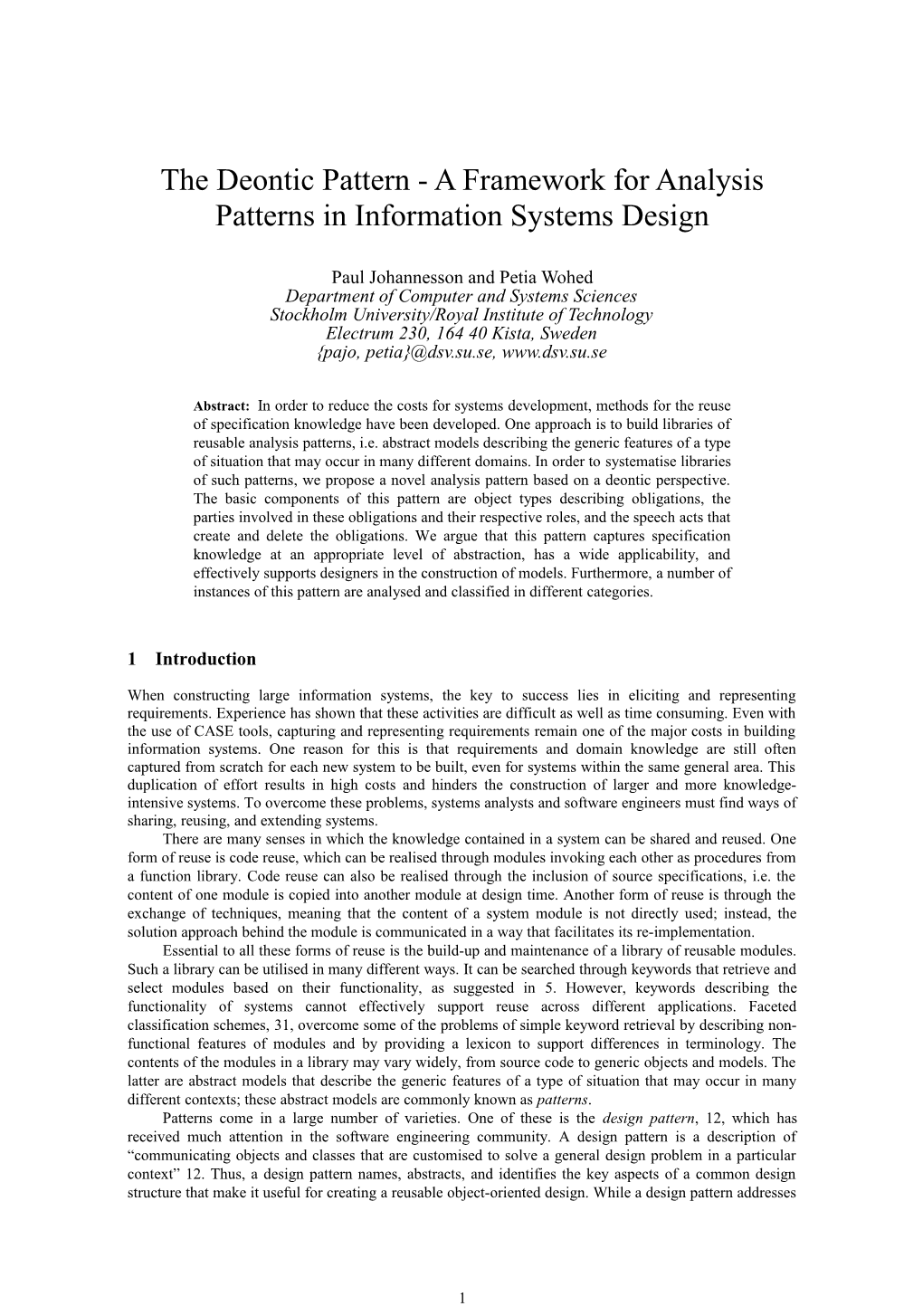 Deontic Specification Patterns