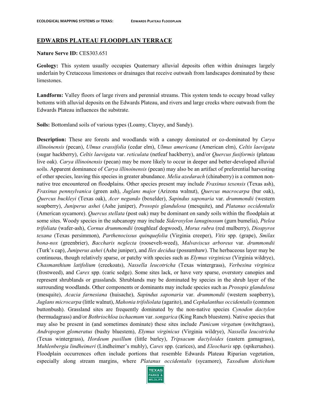 Edwards Plateau Floodplain Terrace