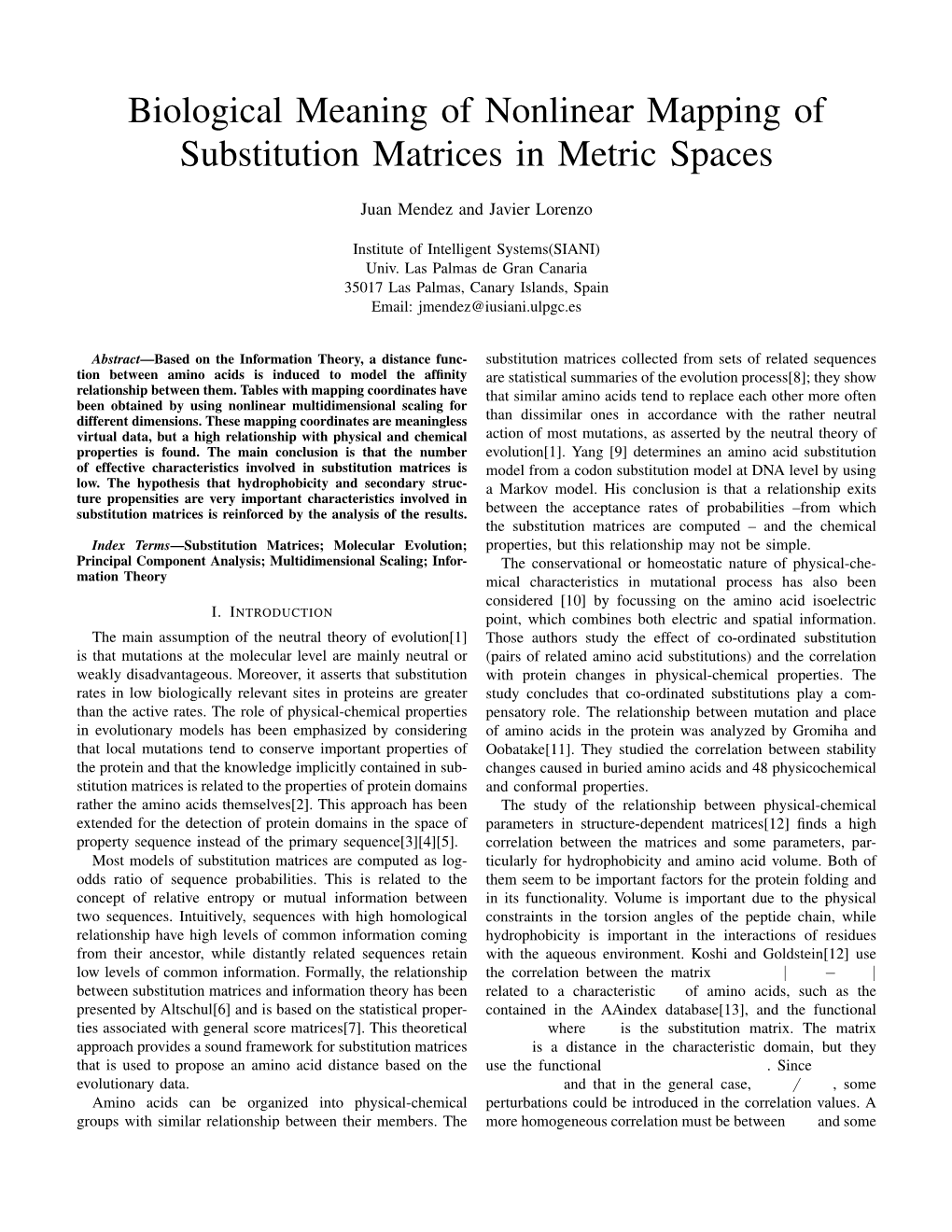 Biological Meaning of Nonlinear Mapping of Substitution Matrices in Metric Spaces