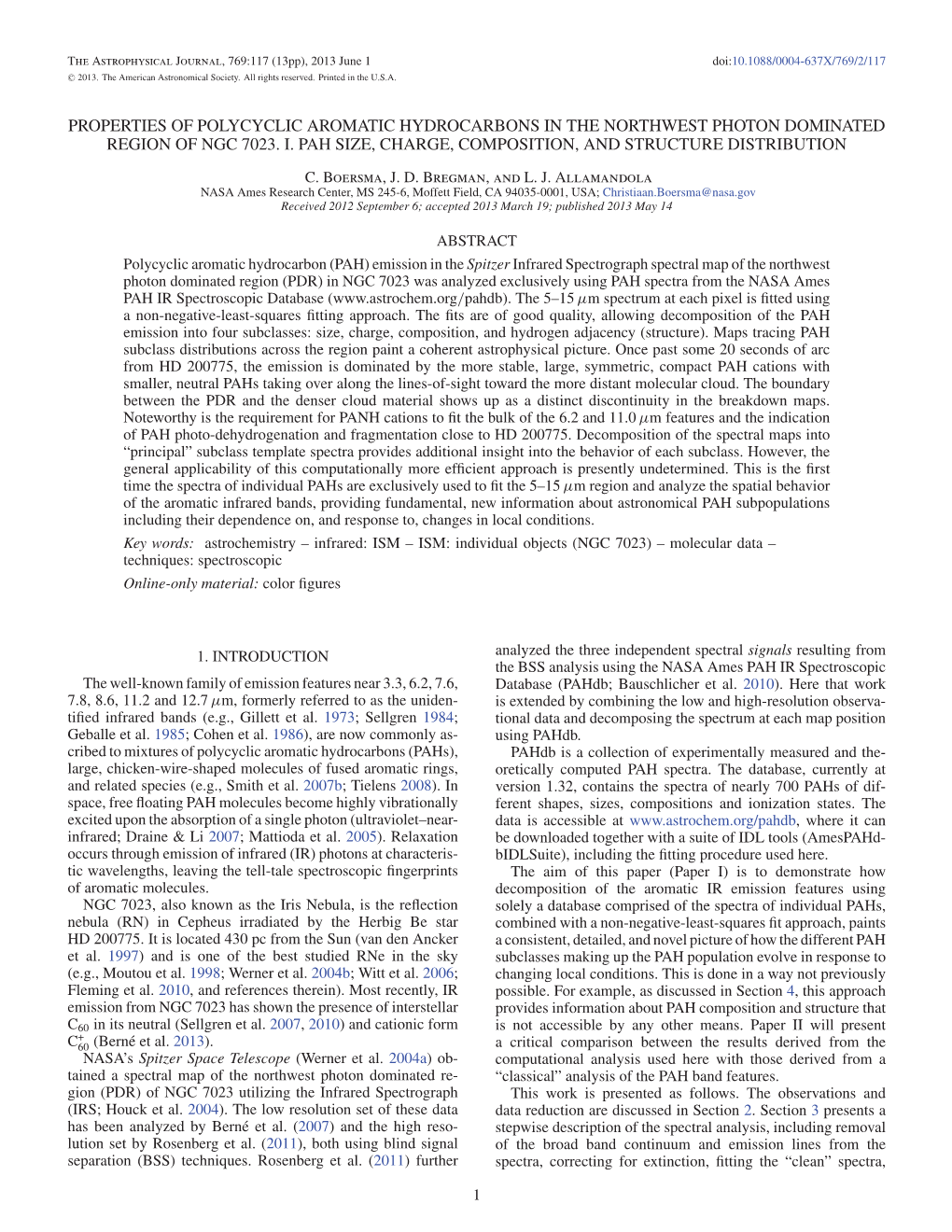 Properties of Polycyclic Aromatic Hydrocarbons in the Northwest Photon Dominated Region of Ngc 7023