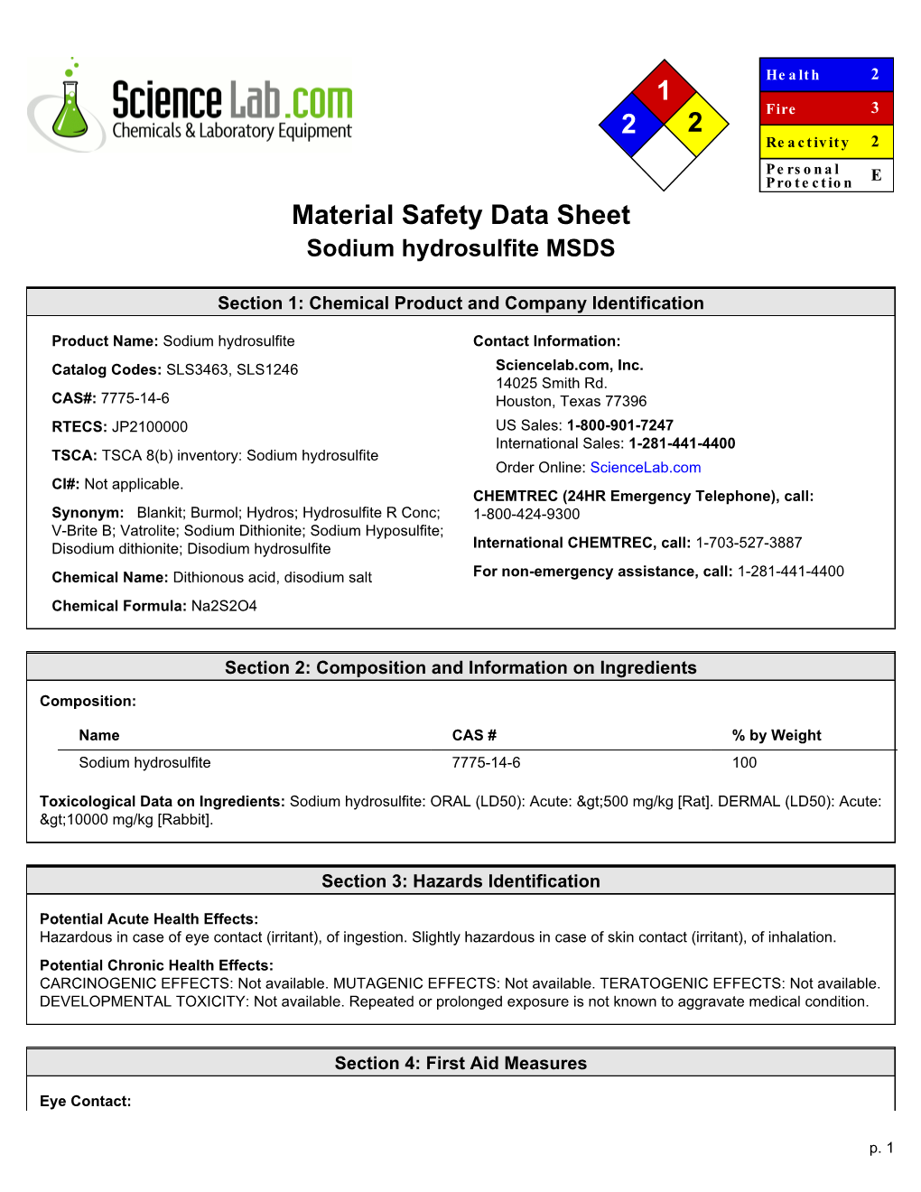 1 2 2 Material Safety Data Sheet