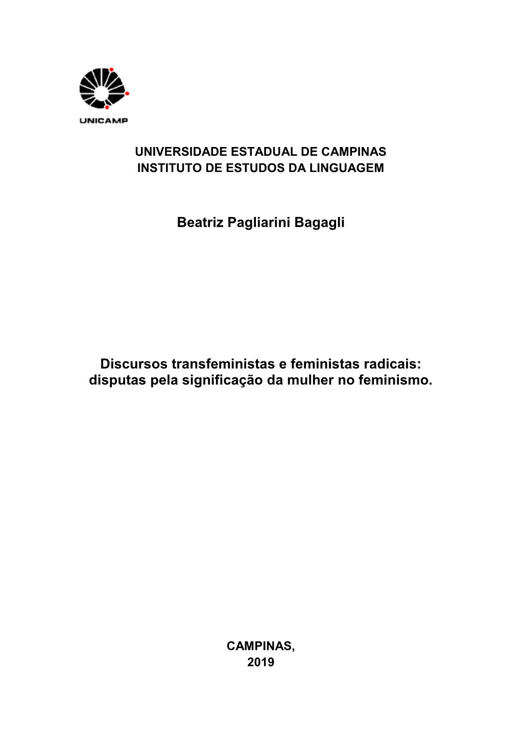 Beatriz Pagliarini Bagagli Discursos Transfeministas E Feministas Radicais