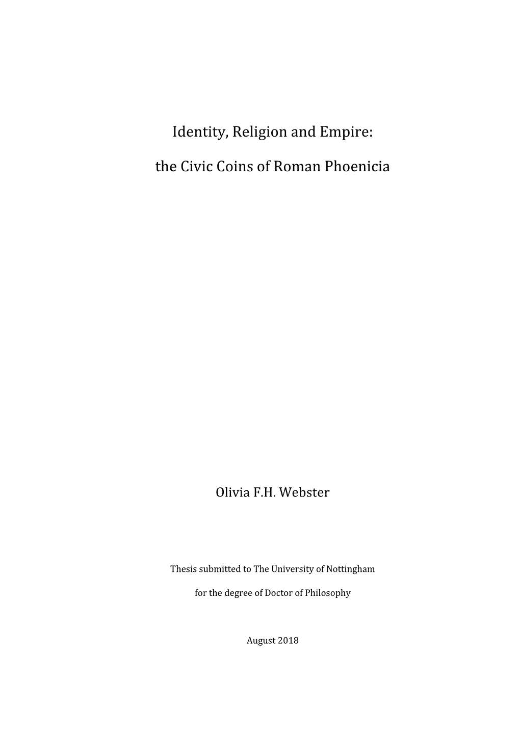 Webster, Olivia (2019) Identity, Religion and Empire: the Civic Coins