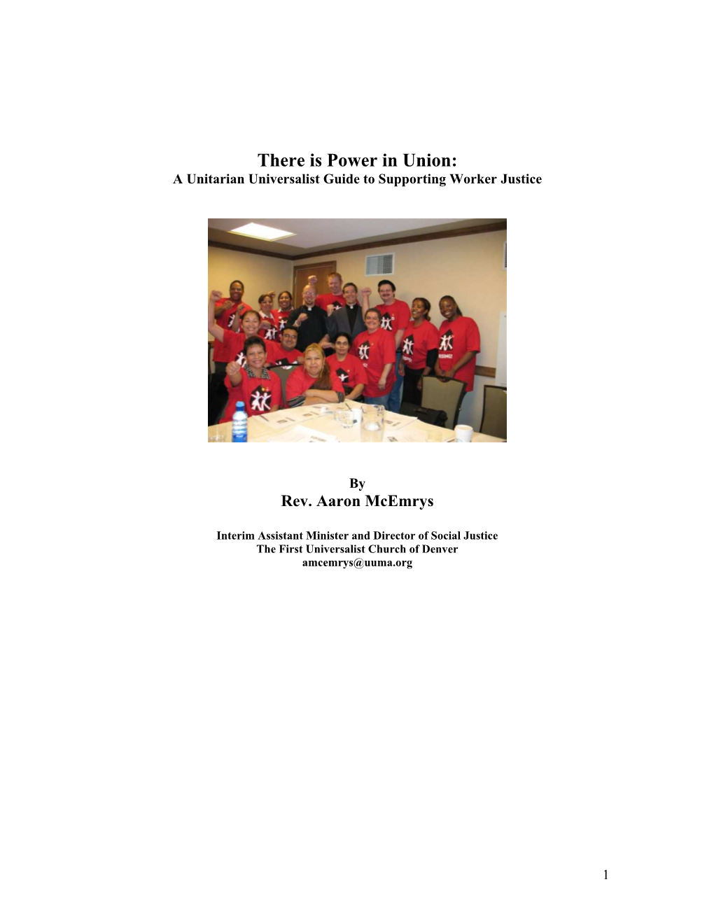 There Is Power in Union: a Unitarian Universalist Guide to Supporting Worker Justice