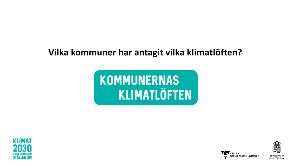 Vilka Kommuner Har Antagit Vilka Klimatlöften? Kommuner Som Antagit Klimatlöfte 1: Vi Använder En Klimatstyrande Resepolicy