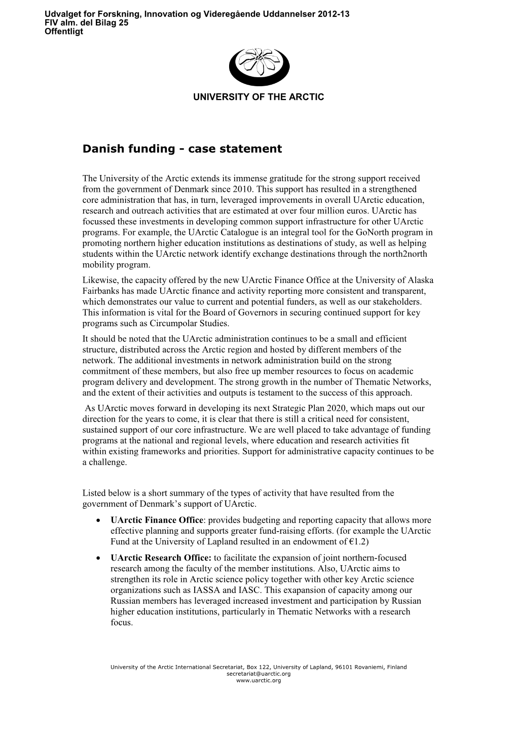 Danish Funding - Case Statement