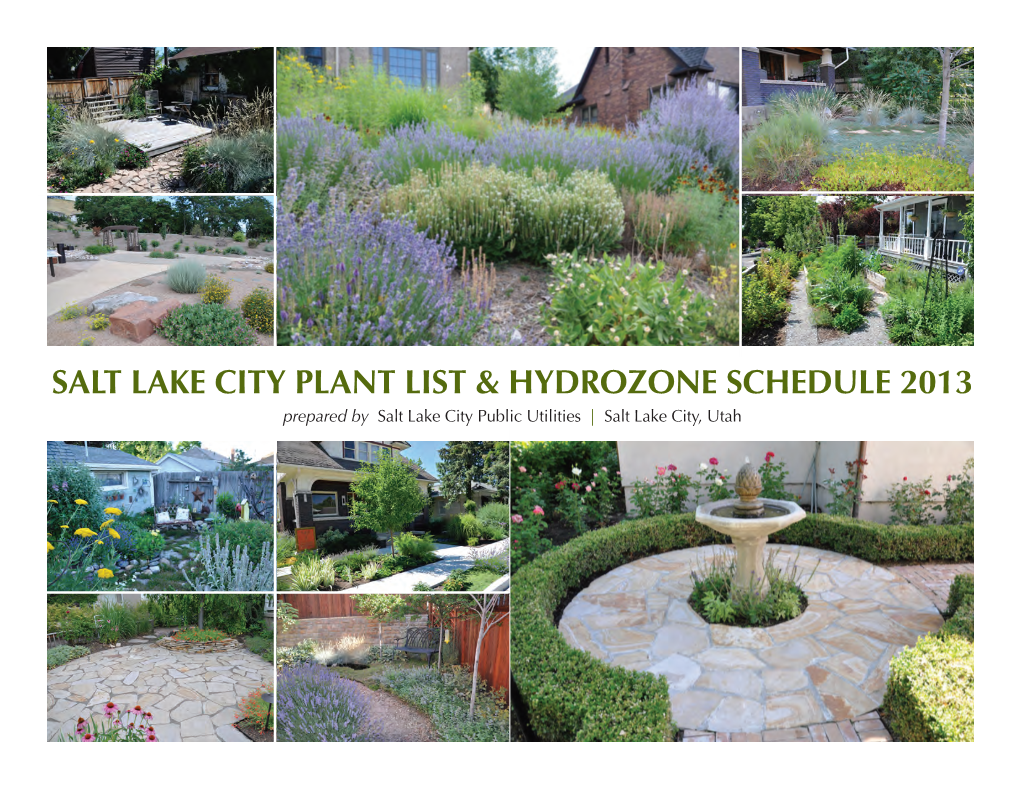 Salt Lake City Plant List & Hydrozone Schedule 2013