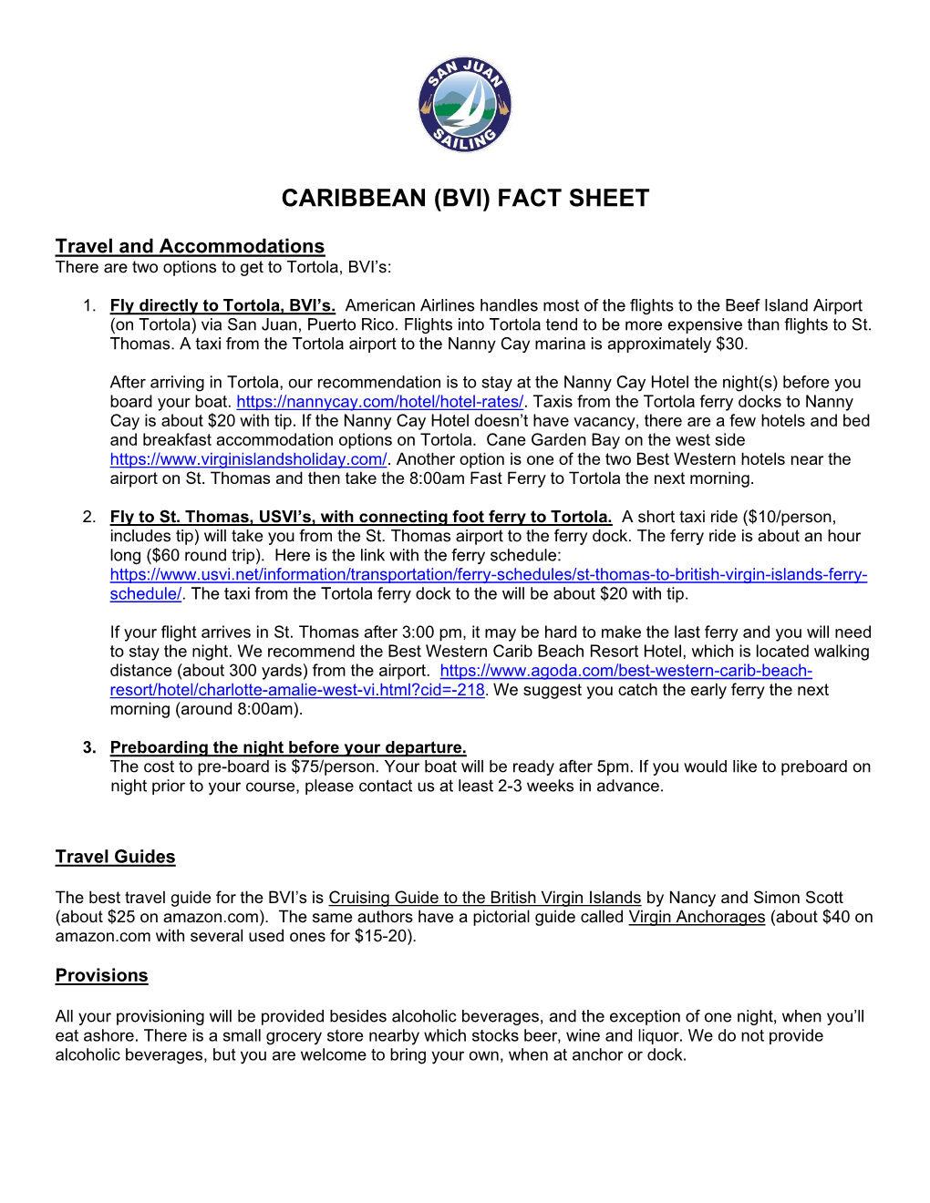 Caribbean (Bvi) Fact Sheet