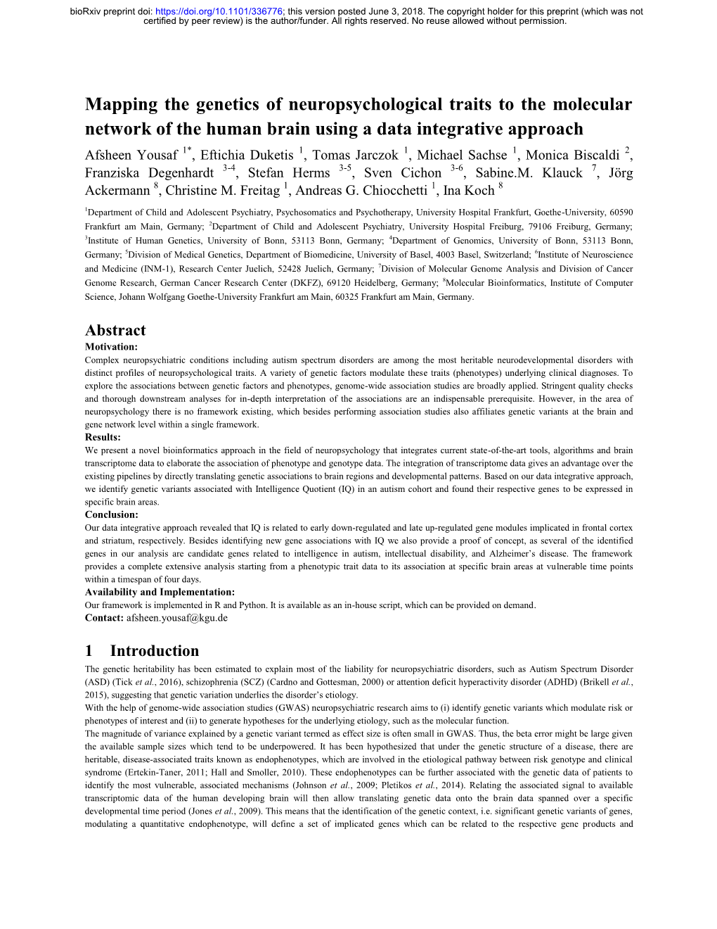 Mapping the Genetics of Neuropsychological Traits to The