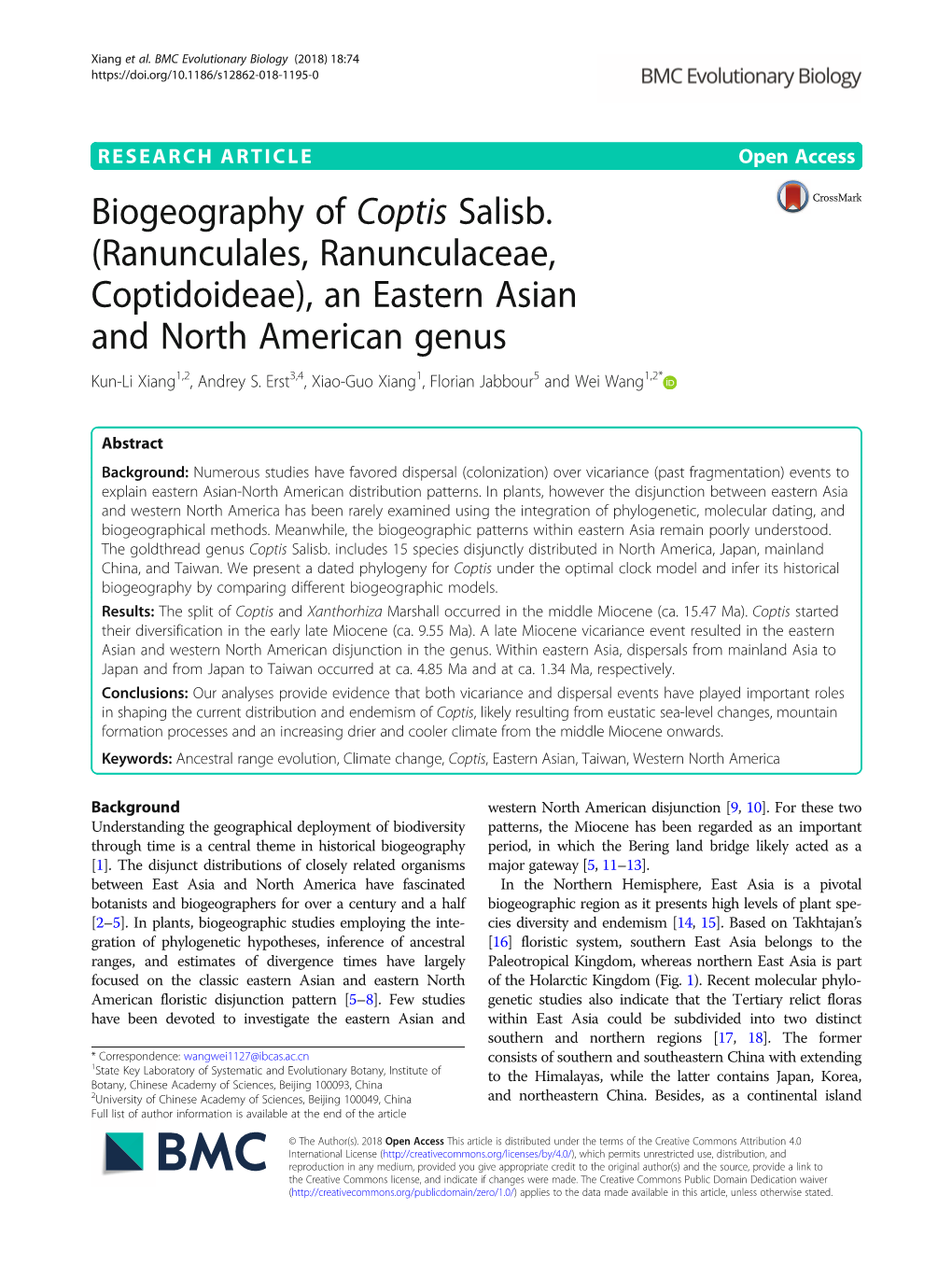 An Eastern Asian and North American Genus Kun-Li Xiang1,2, Andrey S