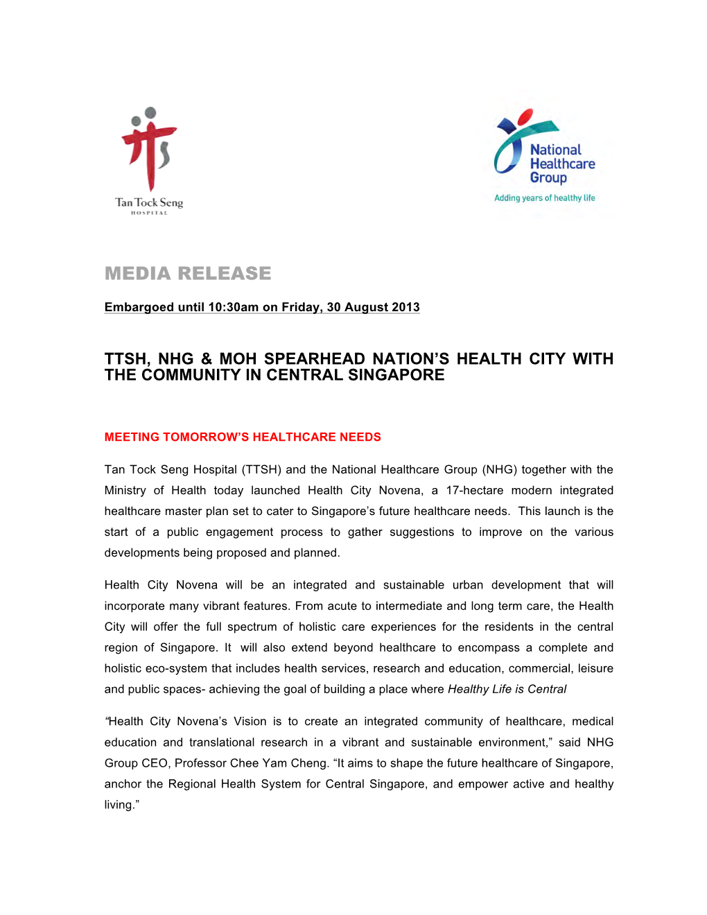 Health City Novena- Media Release.Pdf